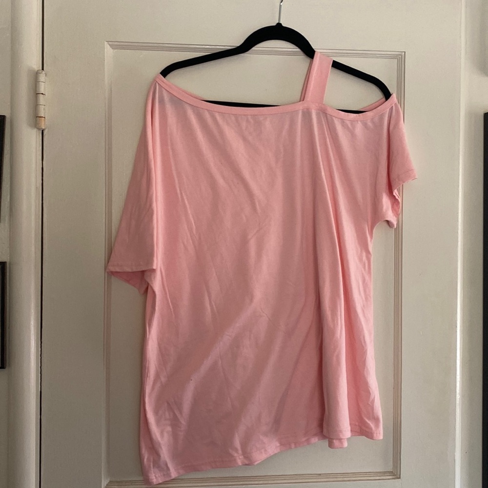 Pink cold shoulder with strap tshirt 2XL